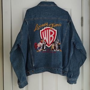 Vintage Warner Brothers Looney Tunes Denim Jacket Mens size Large